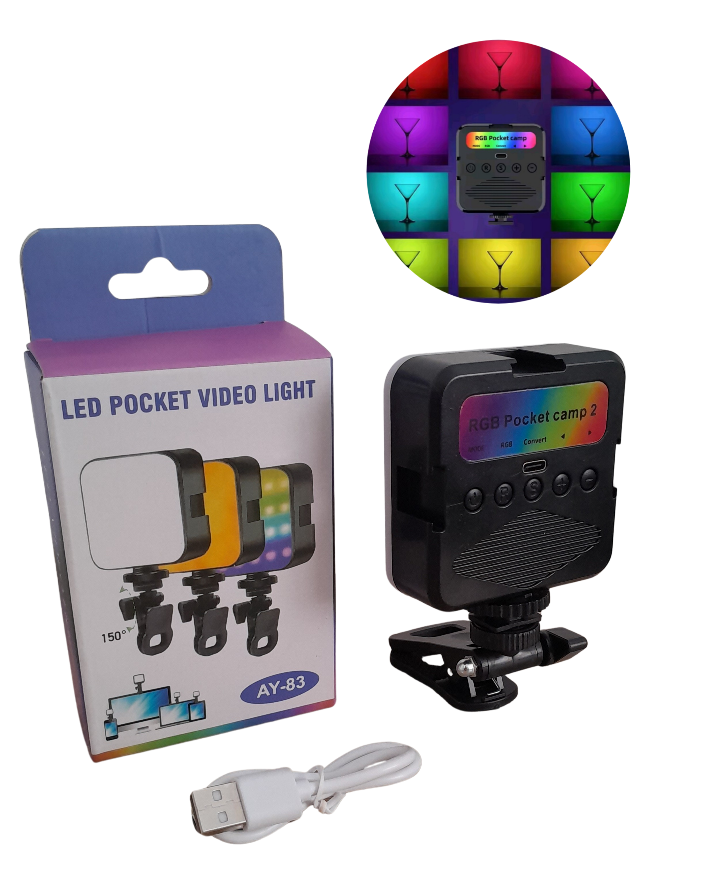 LUZ LED CELULAR Y TRIPODE  RGB AY-83
